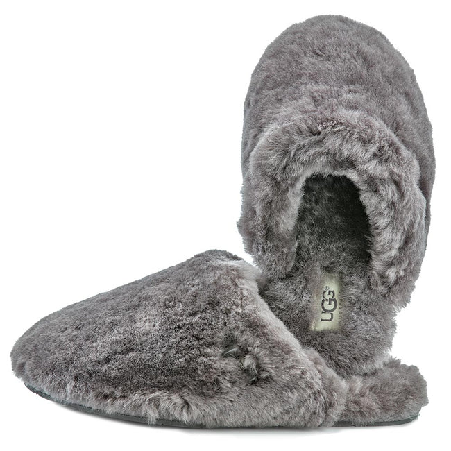 Product Photo Of Uggs Grey Plush Slippers