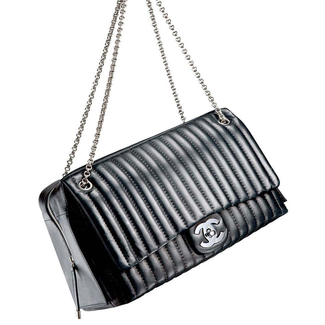 Product Photography Of Black Chanel Leather Handbag