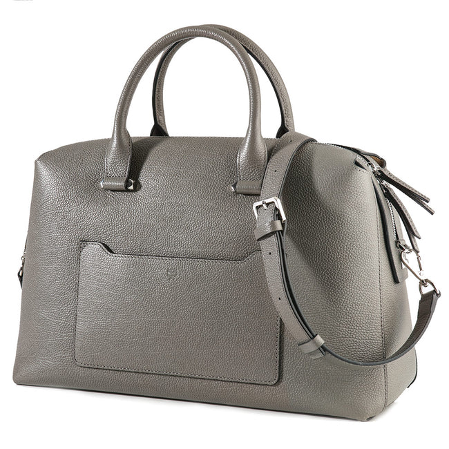Product Shot Of Grey Leather Handbag