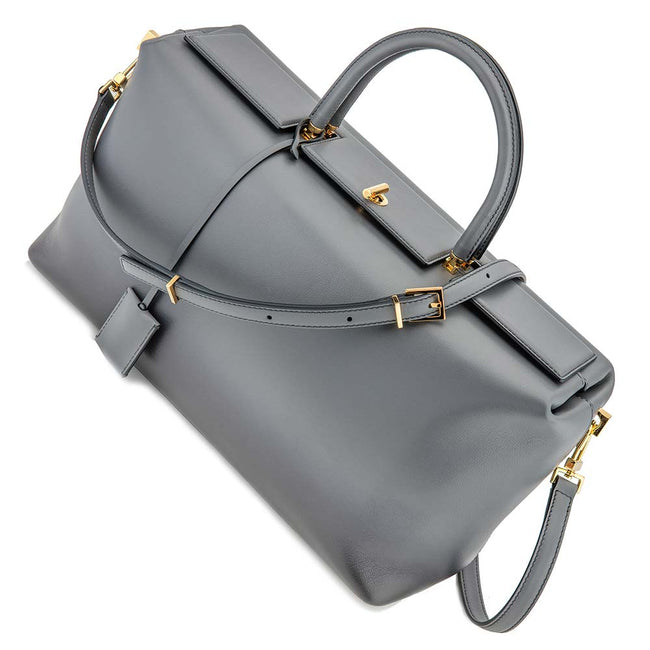 Product Photography Of Grey Leather Handbag